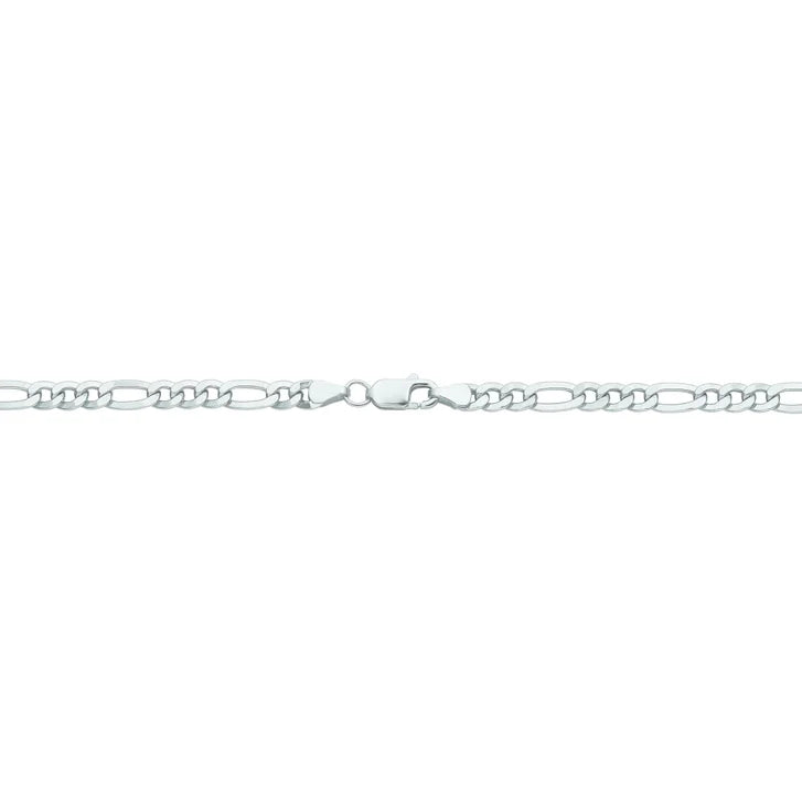 Diamond Cut Figaro Pave Necklace - White Gold