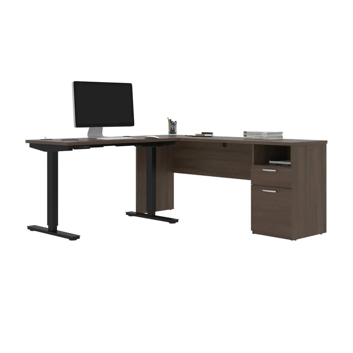 Bestar Upstand 2-piece L-shaped Workstation with Height Adjustable Desk