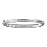Twisted Hinge Bangle Bracelet in White Gold
