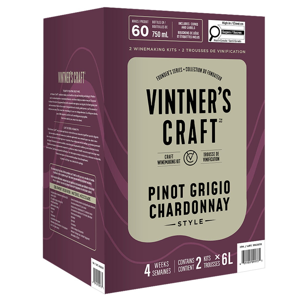 Vintner's Craft Pinot Grigio Chardonnay Style Craft Winemaking Kit, 2 × 6 L