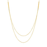 High Polish Station Bar 2 Layer Necklace in Yellow Gold