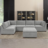 Thomasville Tisdale Tufted 6-piece Fabric Sectional with Storage Ottoman