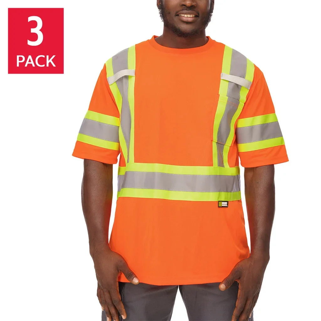 Holmes Workwear High-Visibility Short Sleeve T-Shirt, 3-pack