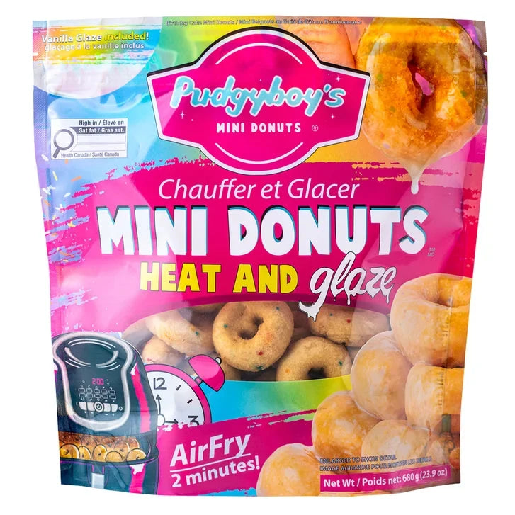 Pudgyboy’s Heat and Glaze Frozen Old Fashion Mini Donuts with Vanilla Glaze, 4-pack