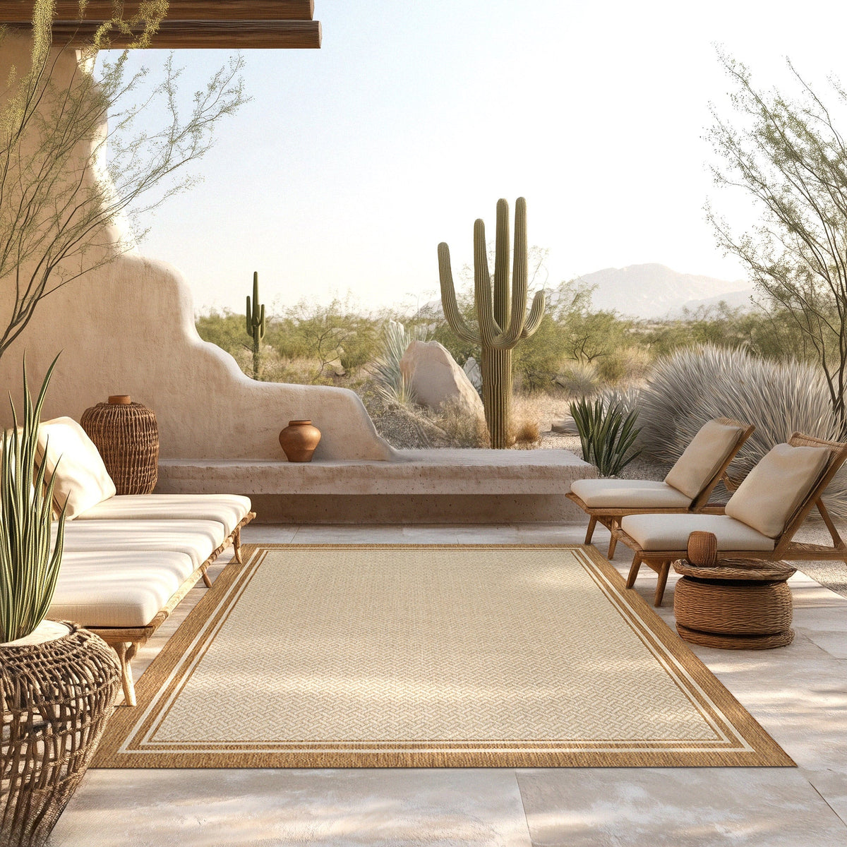 Gertmenian Naples Collection Ace Border Indoor/Outdoor Area Rug