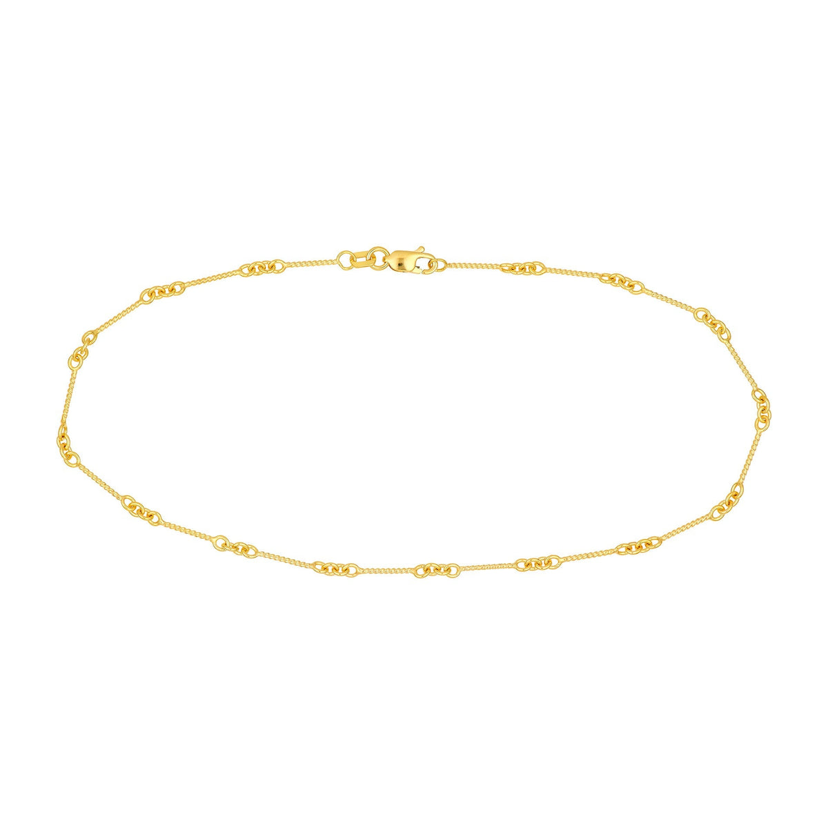 Twisted Bar Cable Anklet in Yellow Gold