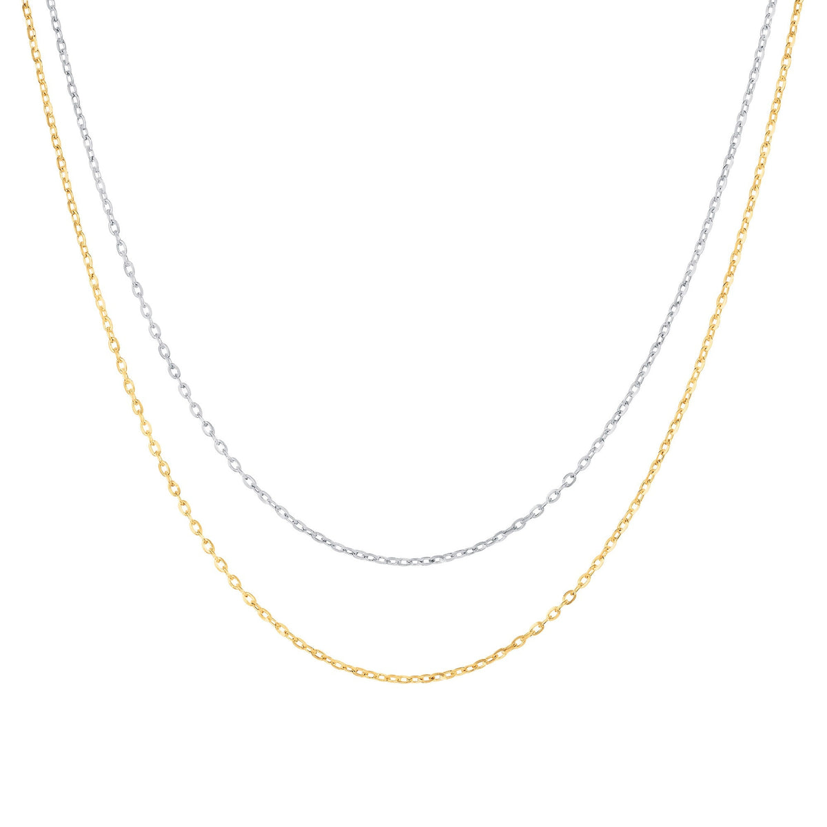 Diamond Cut Rolo Chain Necklace in Yellow or White Gold