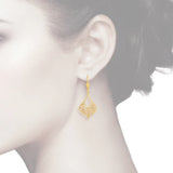 Diamond Cut Filigree Dangle Earrings in Yellow Gold