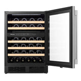 Hisense 23.4 in. 4.9 cu ft. 46 Bottle Stainless Steel Built-in or Freestanding Wine Cooler with Dual Zone and Wi-Fi Connectivity