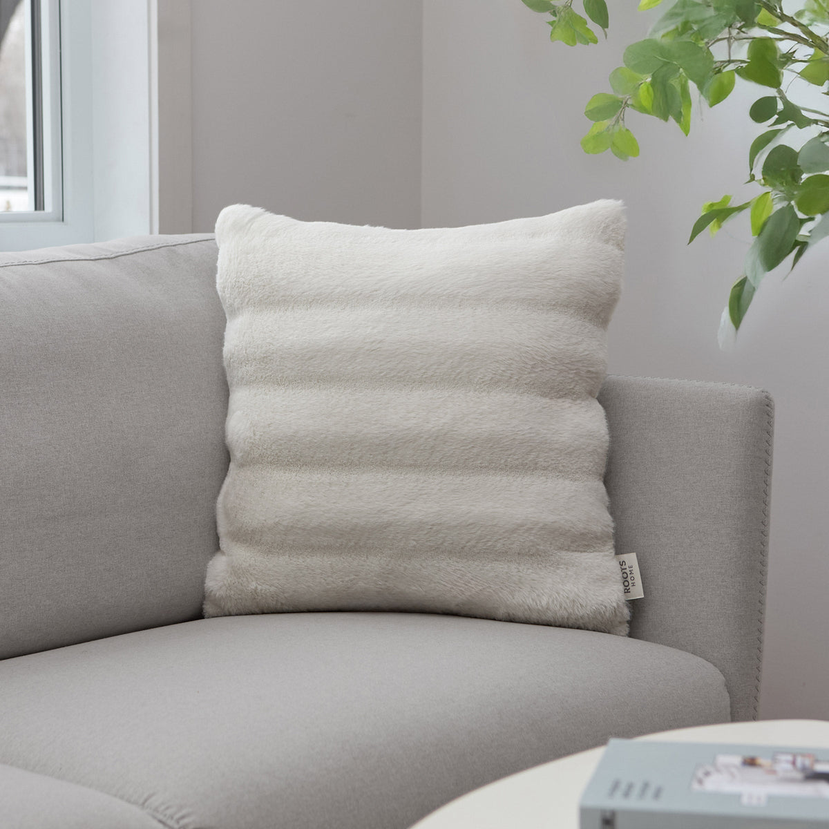 Roots Home Faux Fur & Flannel Cushion