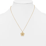 High Polish and Textured Floral Pendant in Yellow Gold