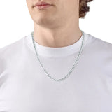 Diamond Cut Figaro Pave Necklace - White Gold