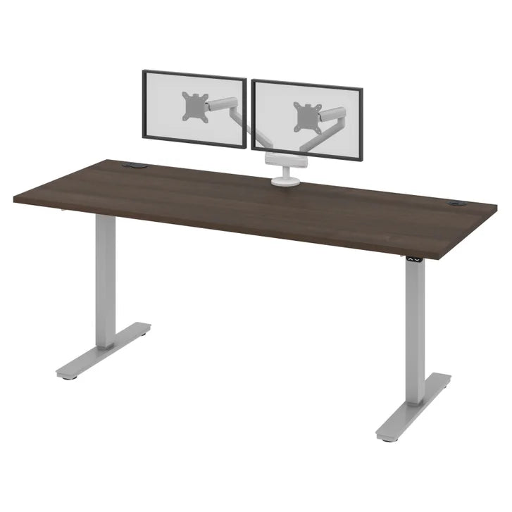 Bestar Upstand 76.2 cm x 182.9 cm (30 in. x 72 in.) Height Adjustable Desk with Dual Monitor Arm