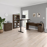 Bestar Upstand 4-piece L-shaped Workstation with Height Adjustable Desk