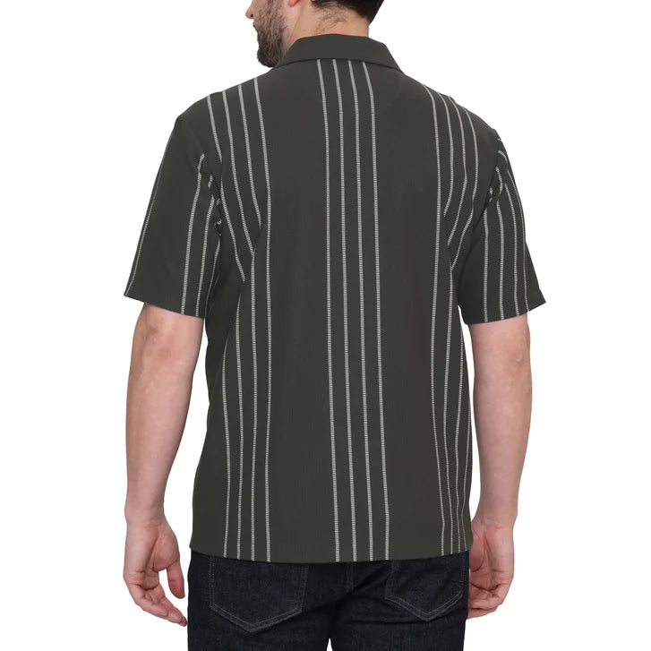 Ike Behar Men’s Vertical Stripe Textured Knit Polo Shirt