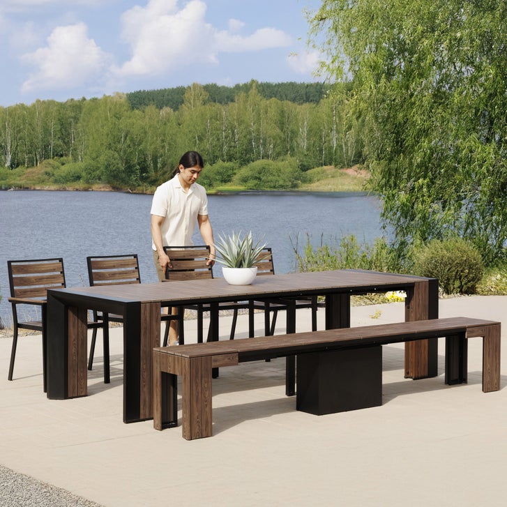 Transformer Table Extendable Outdoor Patio Dining Set