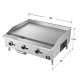 Forno Commercial 36 in. Gas Stainless Steel Manual Control Heavy Duty Griddle