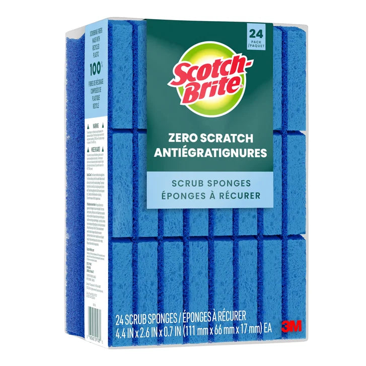 Scotch Brite Zero Scratch Scrub Sponges, 24 pack