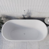 Streamline 59 in. Freestanding Bathtub with Expandable Bamboo Bathtub Caddy