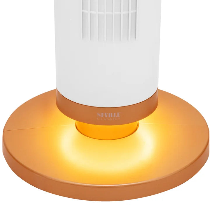 Seville Classics UltraSlimLine 96.01 cm (37.8 in.) Oscillating Tower Fan with Remote and LED Base Light
