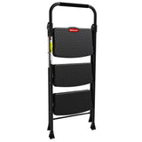 HBtower 3-Step Black Steel Step Stool