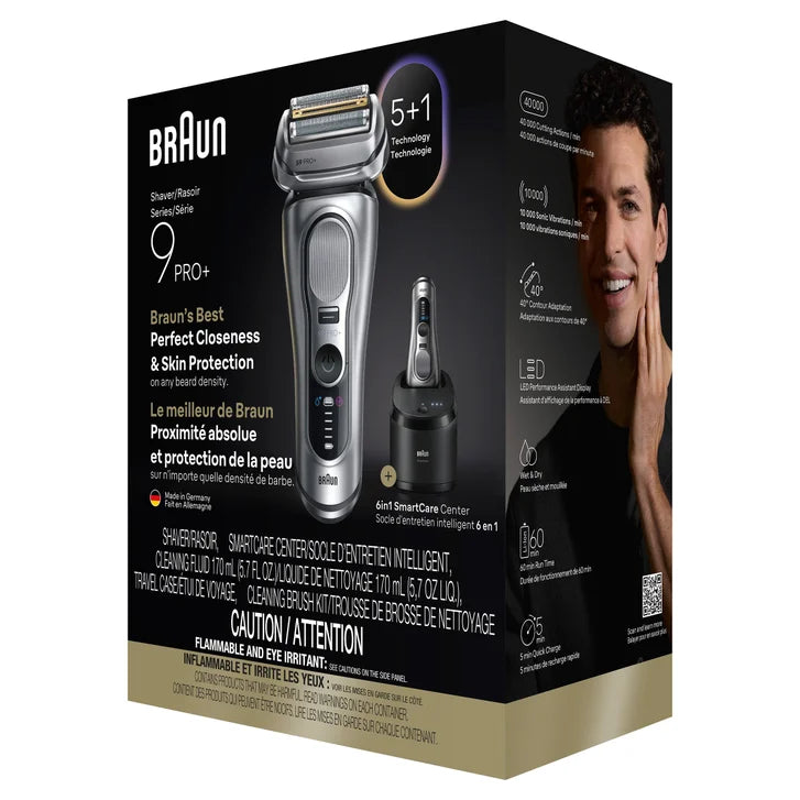 Braun Series 9 PRO+ Men's Electric Razor 9667cc + Clean & Renew Refill Cartridges CCR, 3-pack