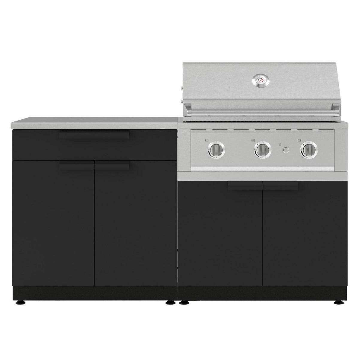 NewAge Products Stainless Steel Black 4-piece Outdoor Kitchen Set, Natural Gas Grill