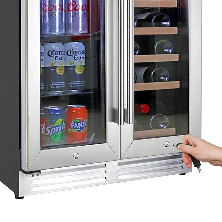 Koolatron 23.5 in. Stainless Steel Built-in Dual Zone Beverage Center for 18-Bottles and 56 Cans