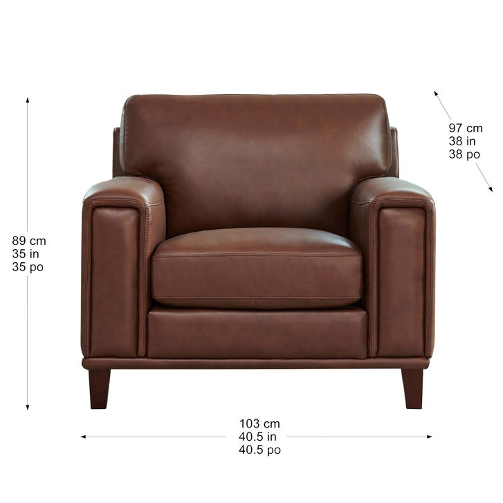 Prospera Home Jensen Top-grain Leather Sofa and 2 Chairs