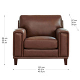 Prospera Home Jensen Top-grain Leather Sofa and 2 Chairs
