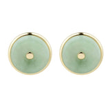 Round Natural Green Jade Stud Earrings