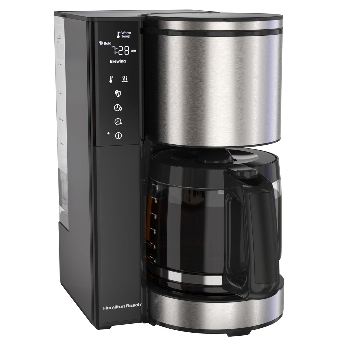 Hamilton Beach Easy Measure 14 Cup Programmable Coffee Maker with Touch Display and Reusable Filter