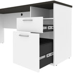 Bestar Upstand 4-piece L-shaped Workstation with Height Adjustable Desk