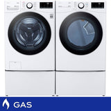 LG Laundry Bundle 5.2 cu ft. Front Load Washer and 7.4 cu ft. Gas Dryer with Laundry Pedestal