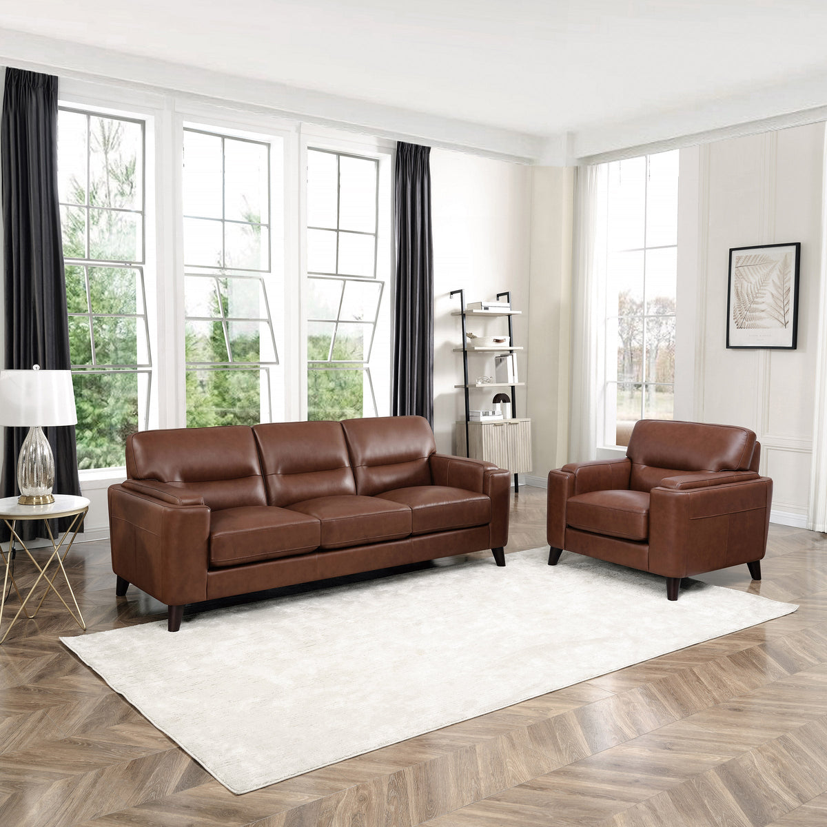 Prospera Home Sorena Top-grain Leather Sofa and Chair