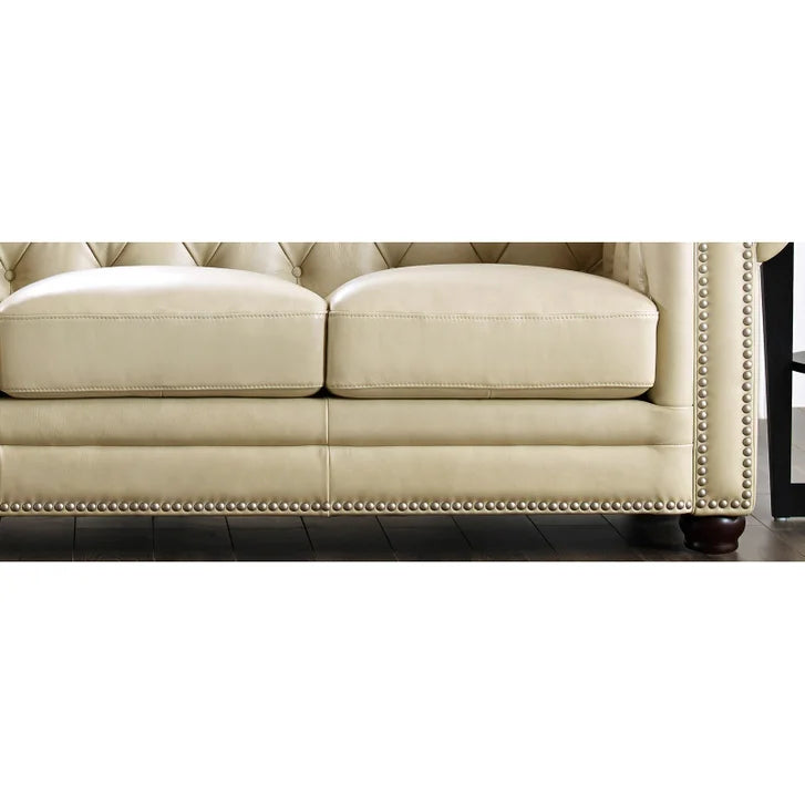 Prospera Home Allington 3-piece Top Grain Leather Chesterfield Living Room Set