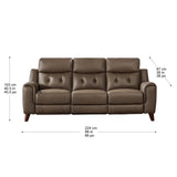 Prospera Home Malibu Modern Top Grain Leather Power Reclining Sofa with Power Headrest