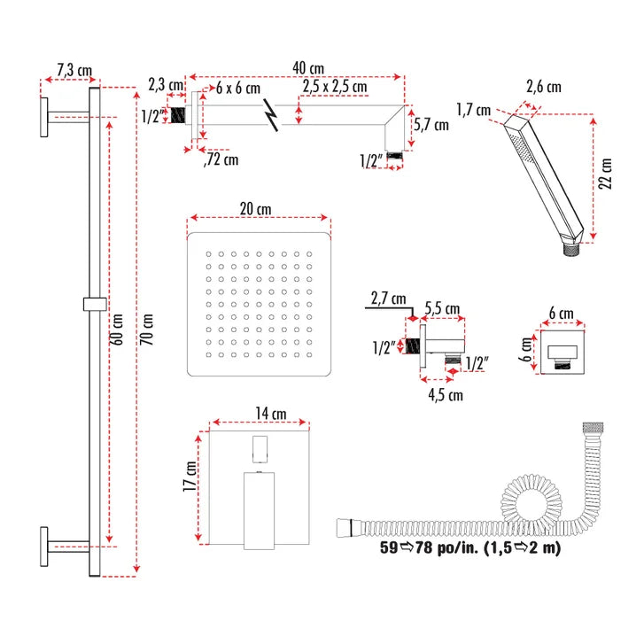 Akuaplus Irene II Pressure Blance Adjustable Shower System