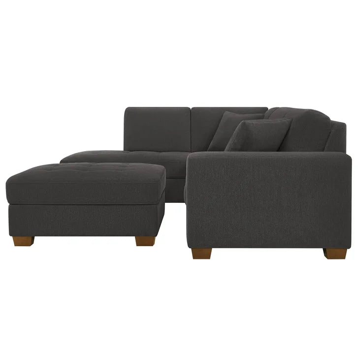 Thomasville Miles 3-piece Left-hand Facing Fabric Sectional with Storage Ottoman