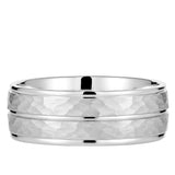 Hammered Look White Gold Unisex Band
