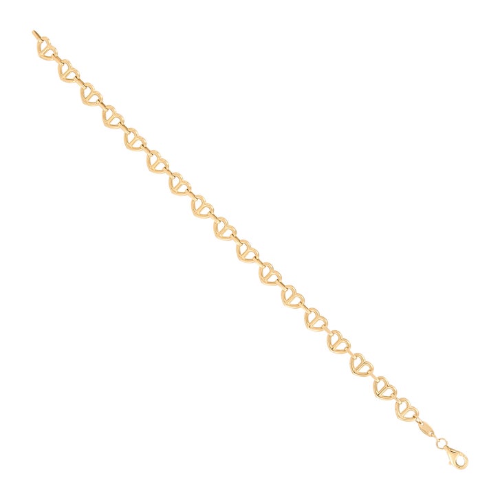 High Polish Heart Pretzel Bracelet in Yellow Gold