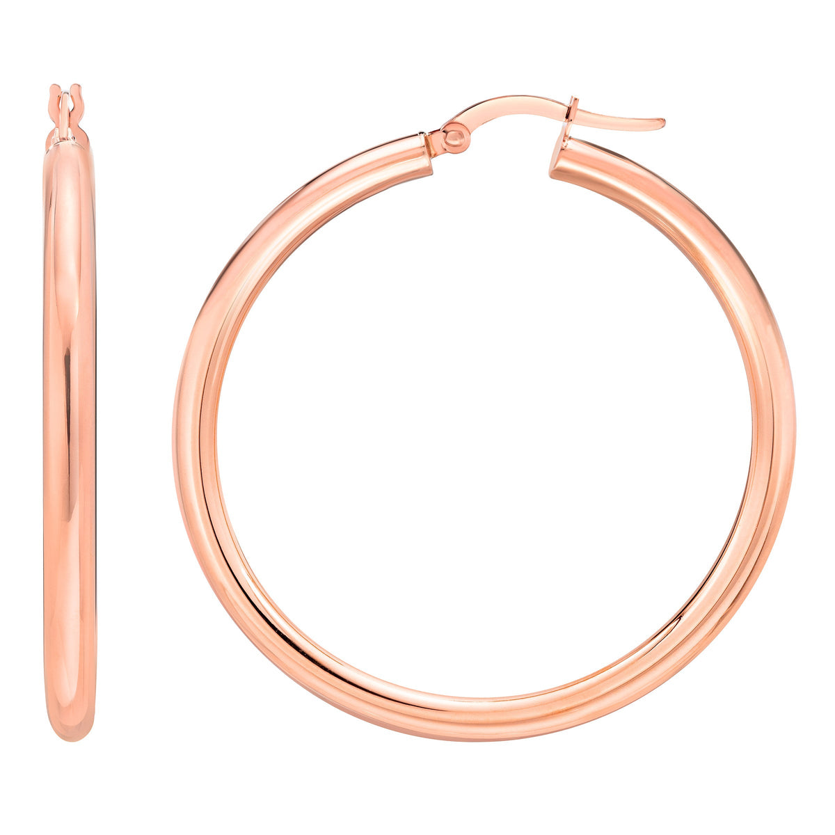 High Polish Round Hoop Gold Earrings