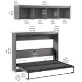 Bestar Oasis Premium Horizontal Queen Wall Bed with Overhead Storage