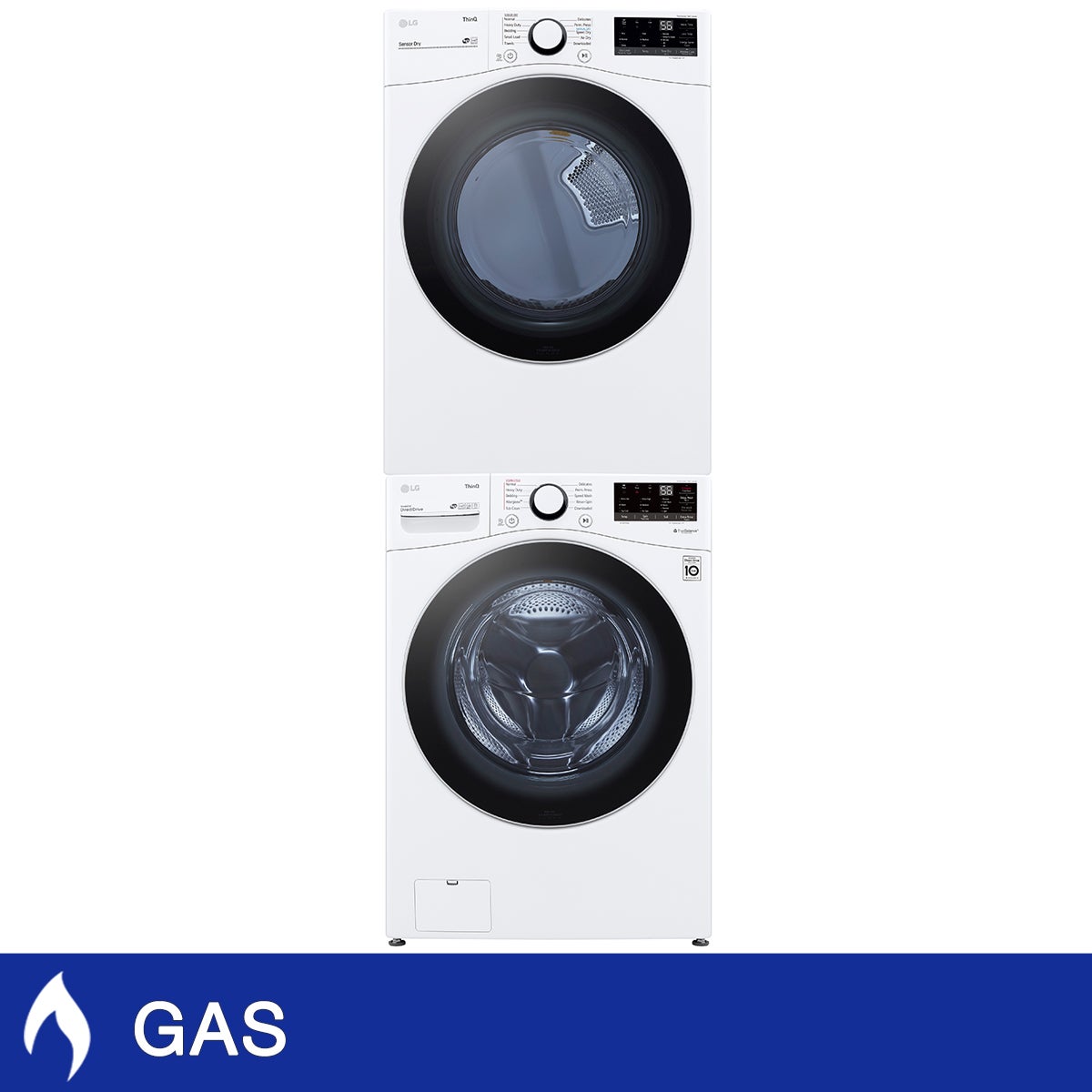 LG Laundry Bundle 5.2 cu ft. Front Load Washer and 7.4 cu ft. Gas Dryer with Stacking Kit