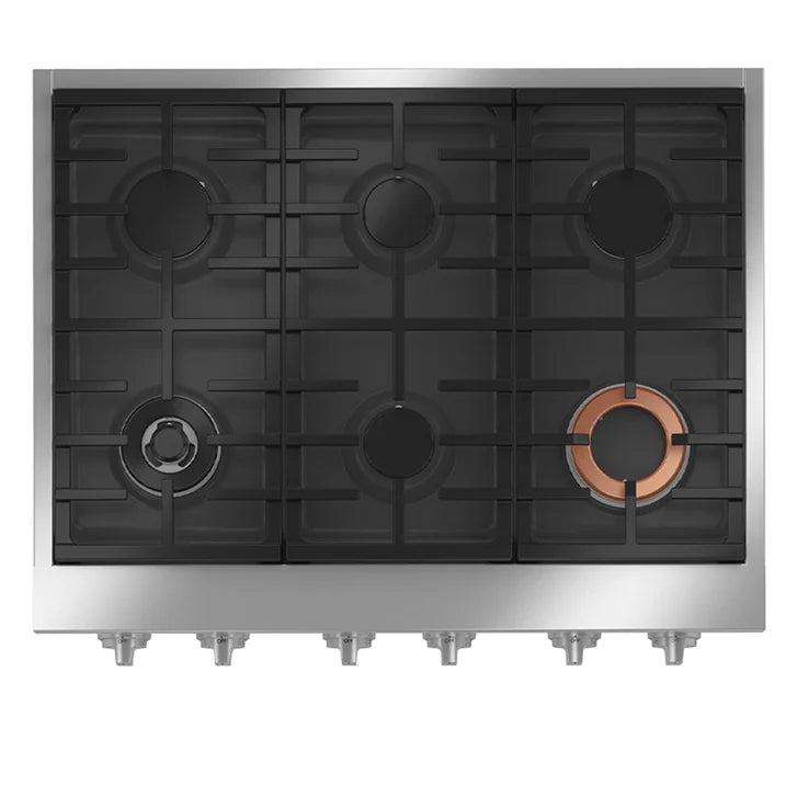 Café 36 in. Stainless Steel Gas Commercial-Style Rangetop with Dishwasher Safe Continuous Cast-iron Grates