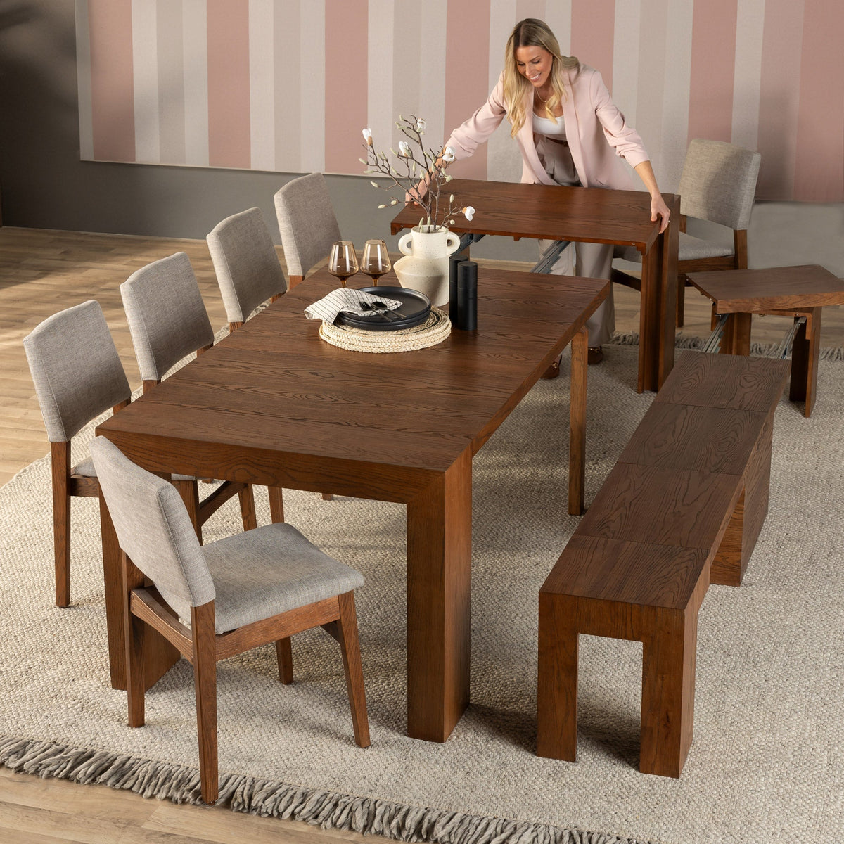 Transformer Table with Bench and 6 Chairs