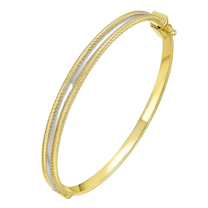 Pipe Trim Bangle in Two Tone Gold