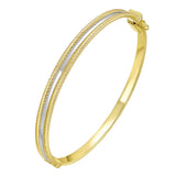 Pipe Trim Bangle in Two Tone Gold