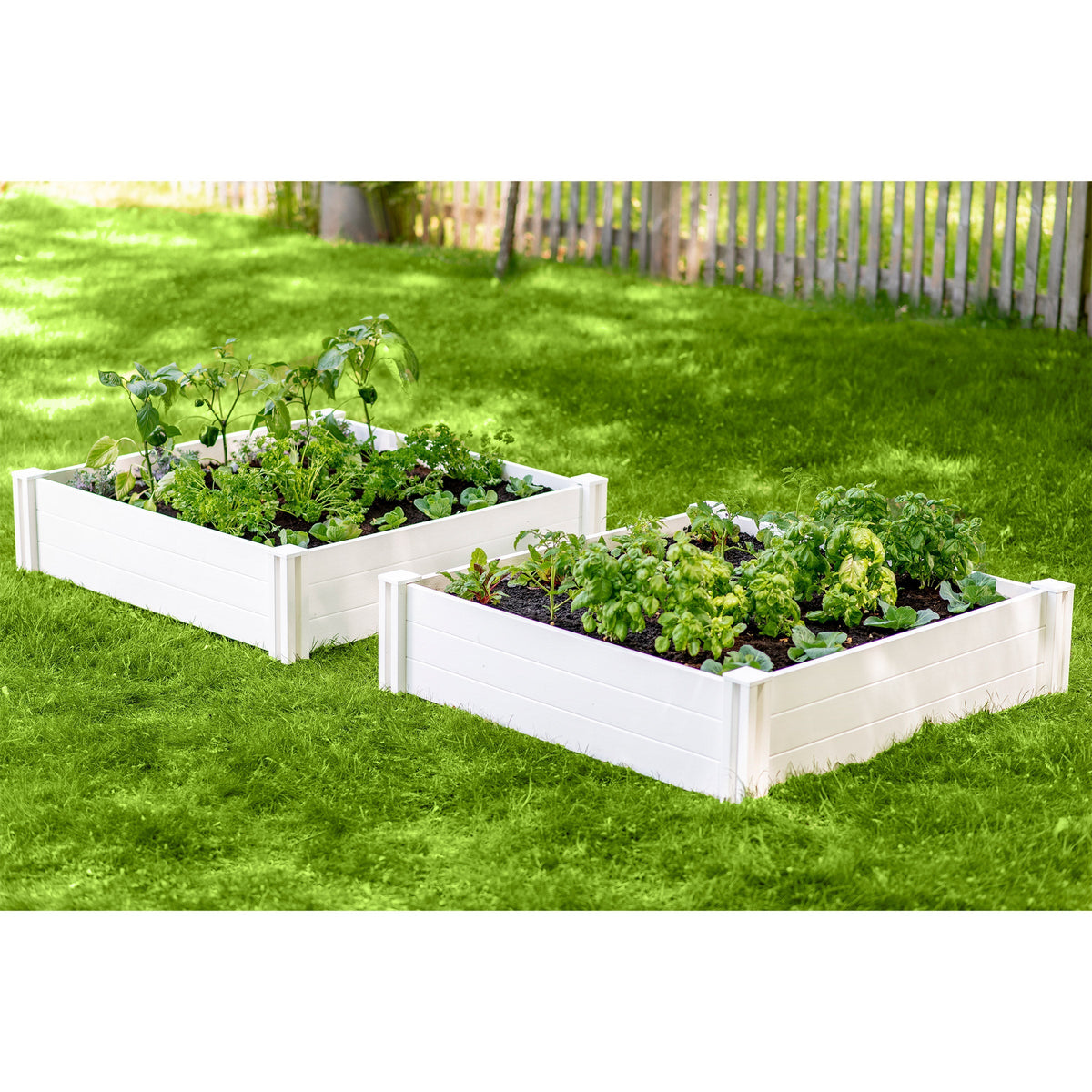 4 ft. x 4 ft. White Vinyl Raised Garden Bed 2-pack