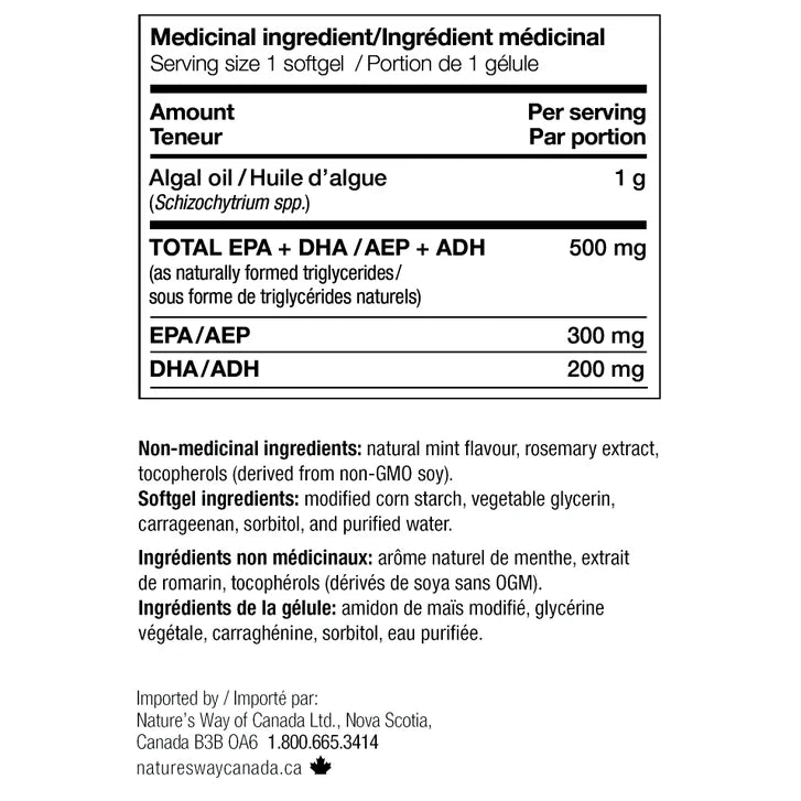 NutraVege Plant Based Omega-3, Mint Flavour, 75 softgels, 2-pack